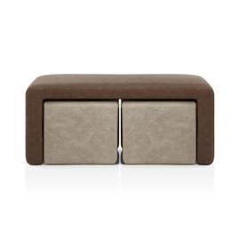 Buddy Beige Ottoman & Brown Bench Set