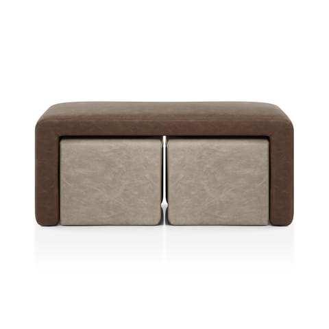 Buddy Beige Ottoman & Brown Bench Set