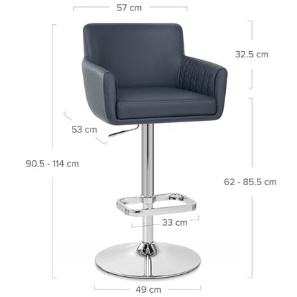 Felipe Bar Stool Navy Blue Dimensions