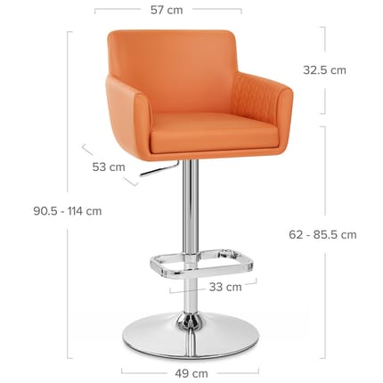 Felipe Bar Stool Orange Dimensions