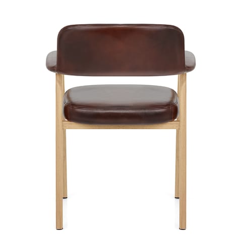 Elba Oak Real Leather Chair Antique Brown