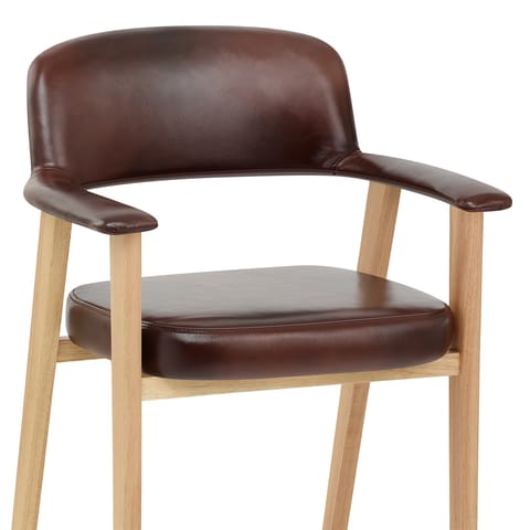 Elba Oak Real Leather Chair Antique Brown