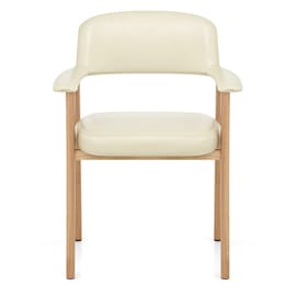 Elba Oak Real Leather Chair Cream