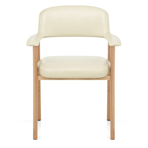 Elba Oak Real Leather Chair Cream