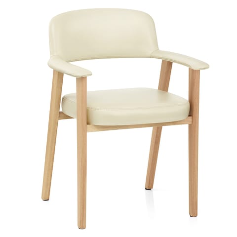 Elba Oak Real Leather Chair Cream