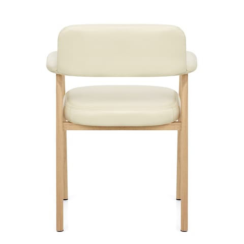 Elba Oak Real Leather Chair Cream