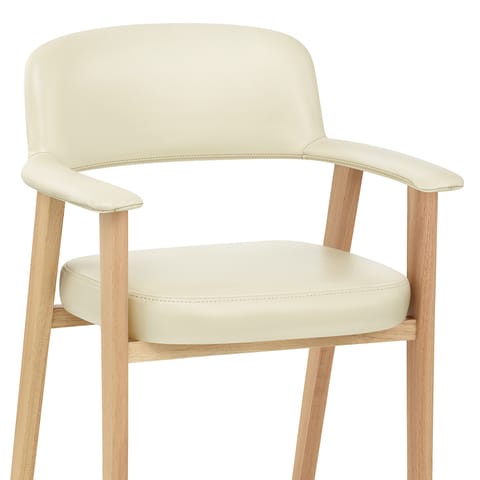 Elba Oak Real Leather Chair Cream