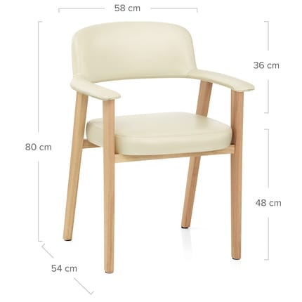 Elba Oak Real Leather Chair Cream Dimensions