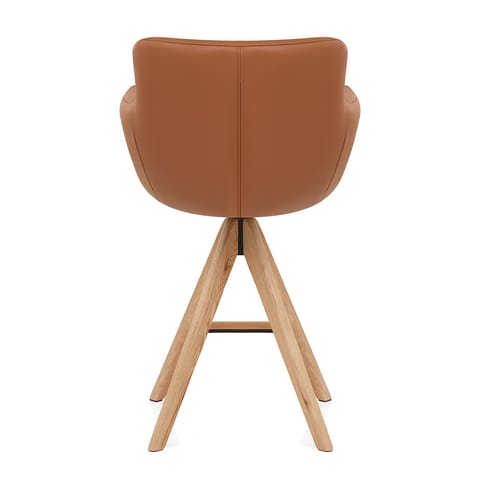 Rome Real Leather Wooden Stool Tan