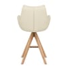 Madrid Real Leather Wooden Stool Cream
