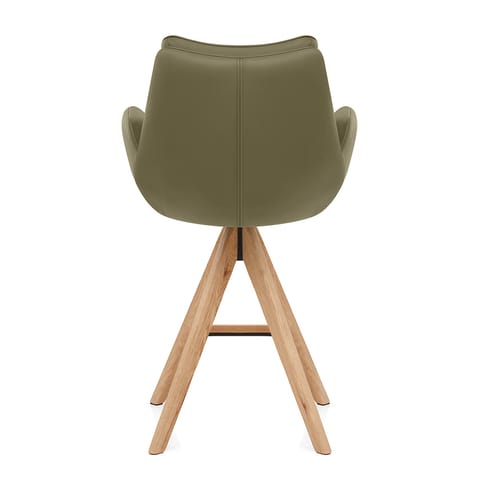 Madrid Real Leather Wooden Stool Green