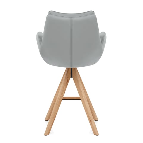 Madrid Real Leather Wooden Stool Grey