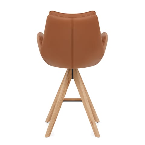 Madrid Real Leather Wooden Stool Tan