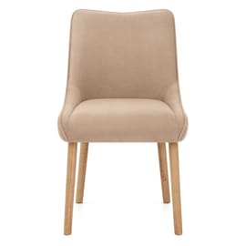 Isabella Oak Dining Chair Beige Fabric