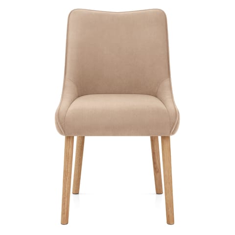 Isabella Oak Dining Chair Beige Fabric