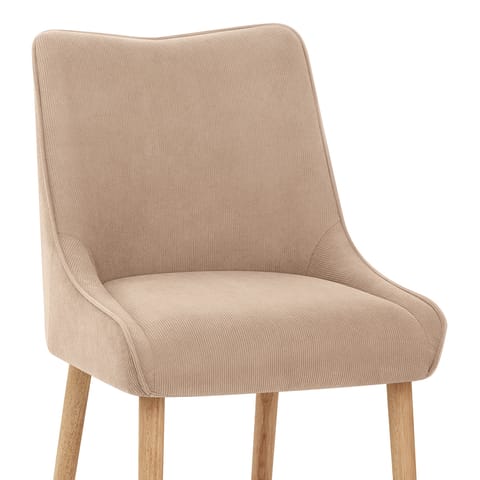 Isabella Oak Dining Chair Beige Fabric