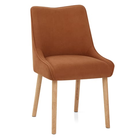Isabella Oak Dining Chair Brown Fabric