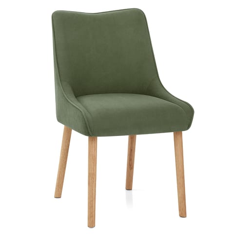 Isabella Oak Dining Chair Green Fabric
