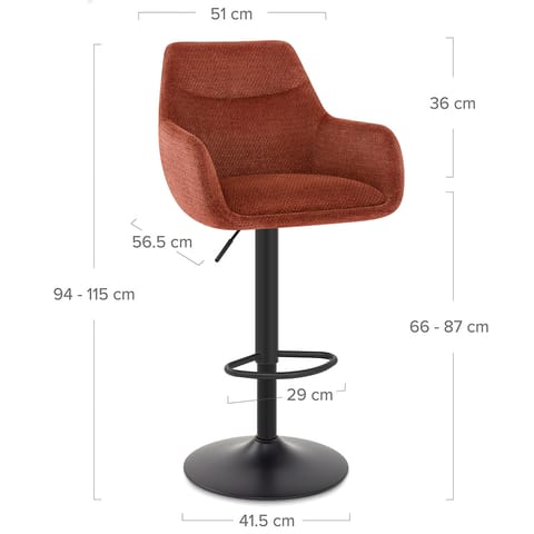 Matteo Bar Stool Rust Fabric