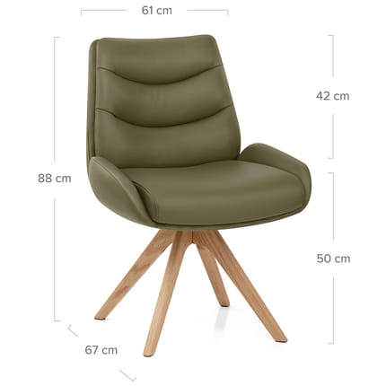 Madrid Real Leather Dining Chair Green Dimensions