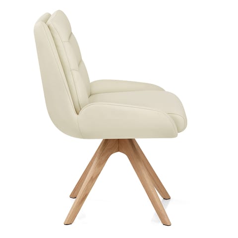 Madrid Real Leather Dining Chair Cream