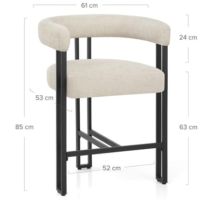 Gigi Bar Stool Cream Fabric Dimensions