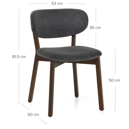 Maya Dark Oak Chair Charcoal Fabric Dimensions