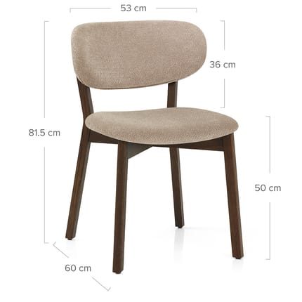Maya Dark Oak Chair Tweed Fabric Dimensions