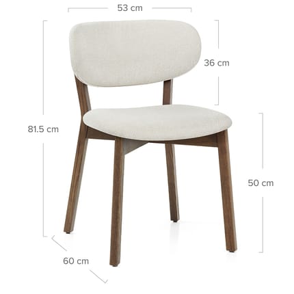 Maya Light Oak Chair Ivory Fabric Dimensions