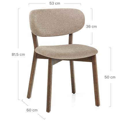 Maya Light Oak Chair Tweed Fabric Dimensions