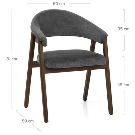 Amber Dark Oak Chair Charcoal Fabric Dimensions