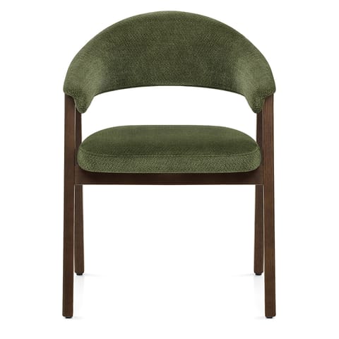 Amber Dark Oak Chair Green Fabric