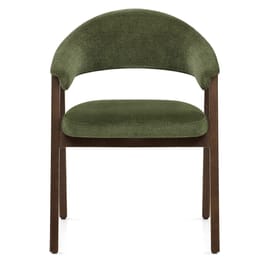 Amber Dark Oak Chair Green Fabric