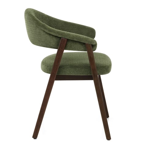 Amber Dark Oak Chair Green Fabric