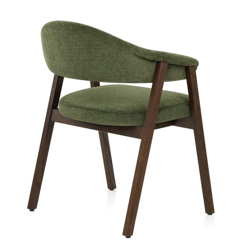 Amber Dark Oak Chair Green Fabric