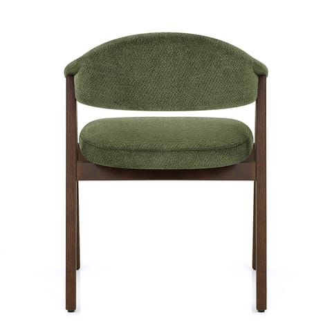 Amber Dark Oak Chair Green Fabric