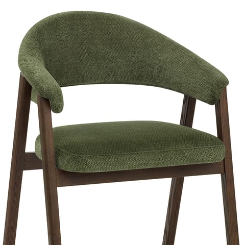 Amber Dark Oak Chair Green Fabric