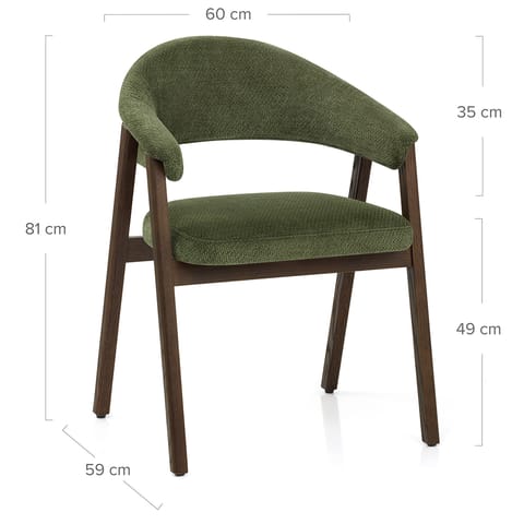 Amber Dark Oak Chair Green Fabric