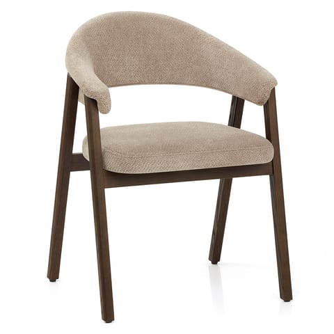 Amber Dark Oak Chair Tweed Fabric
