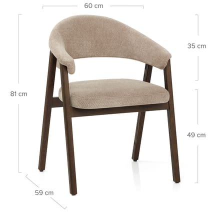 Amber Dark Oak Chair Tweed Fabric Dimensions