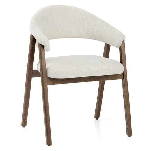 Amber Light Oak Chair Ivory Fabric