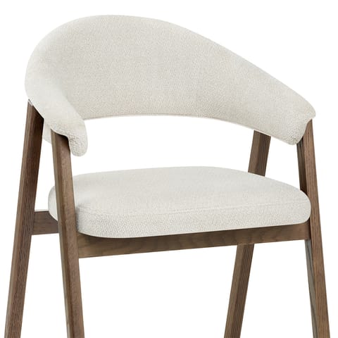 Amber Light Oak Chair Ivory Fabric