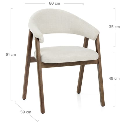 Amber Light Oak Chair Ivory Fabric Dimensions