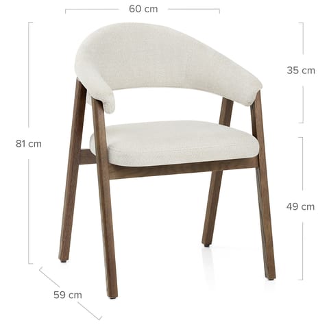 Amber Light Oak Chair Ivory Fabric