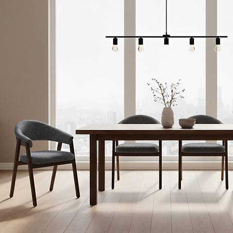 Amber Dark Oak Chair Charcoal Fabric