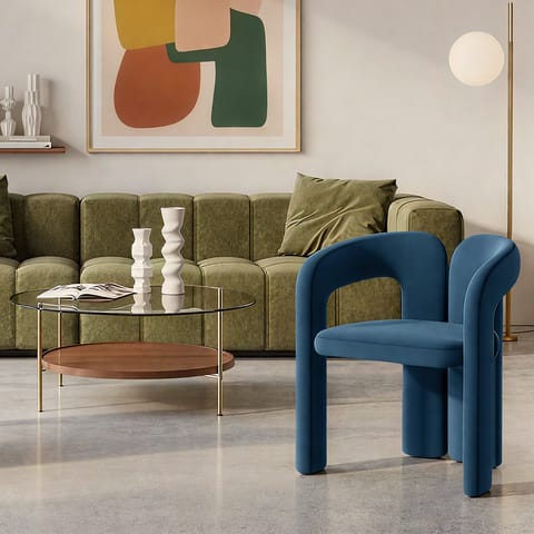 Bubble Chair Blue Velvet