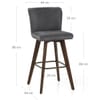 Aldo Dark Oak Bar Stool Charcoal Fabric