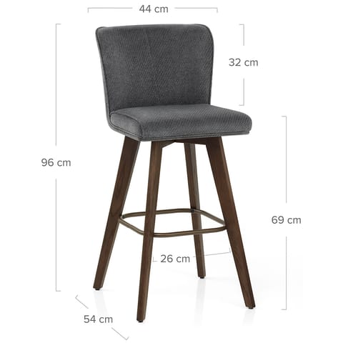 Aldo Dark Oak Bar Stool Charcoal Fabric