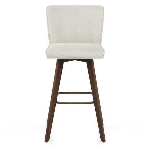 Aldo Dark Oak Bar Stool Ivory Fabric
