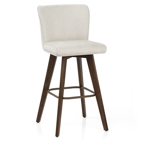 Aldo Dark Oak Bar Stool Ivory Fabric